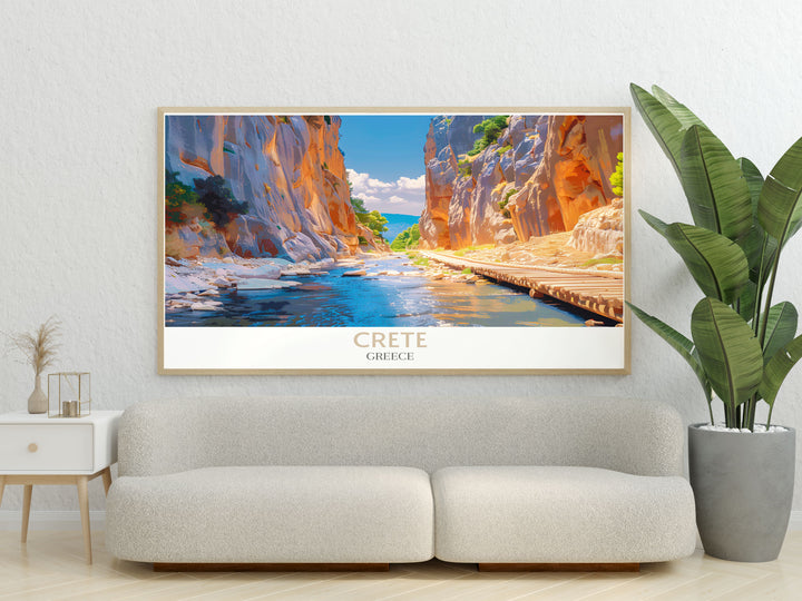 Fine art canvas displaying the lush and expansive view of Samaria Gorge in Crete ideal for adding a touch of nature to any room