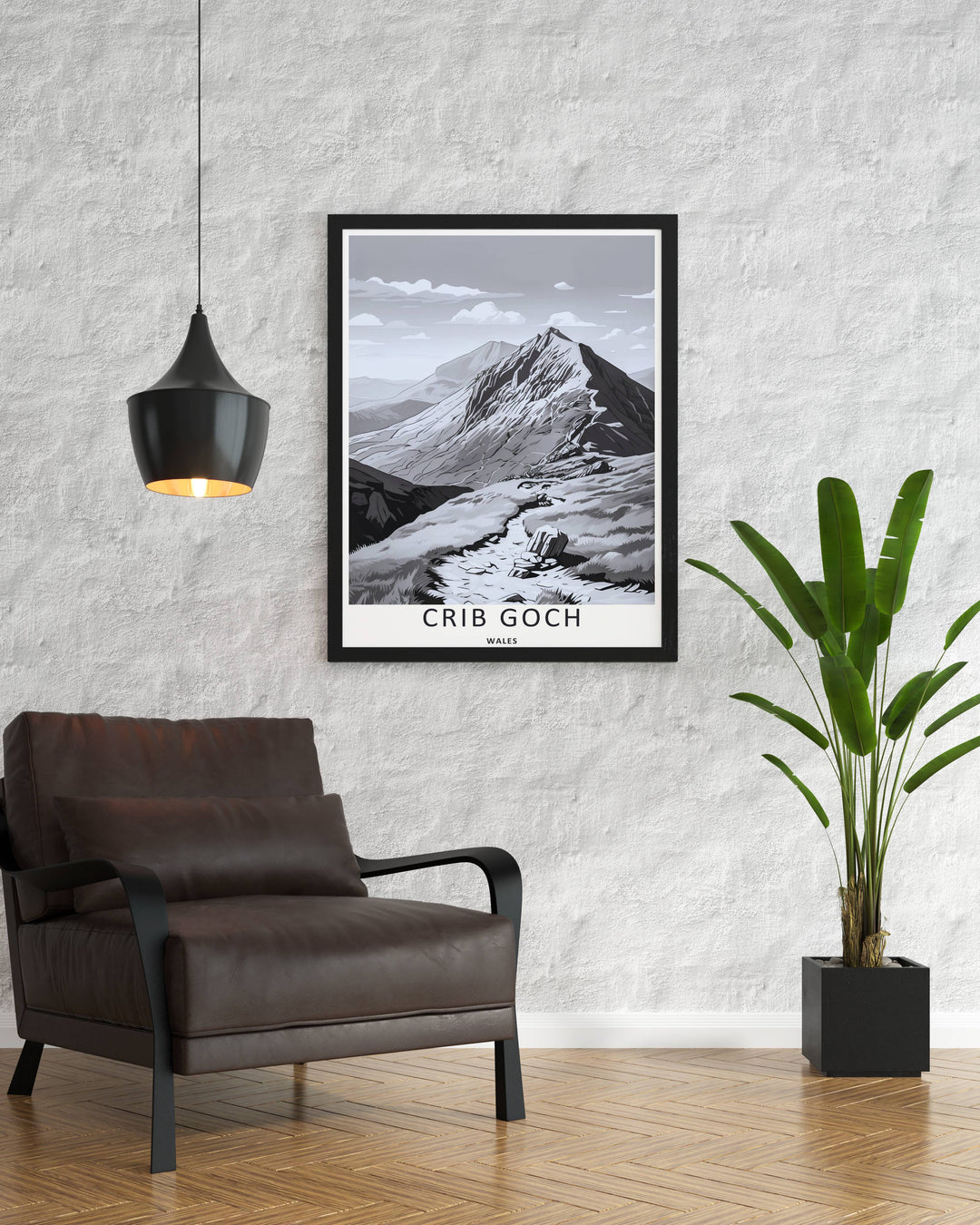A premium fine art poster capturing the rugged alpine grass textures and stone pathways of Crib Goch in Eryri National Park, available as a canvas print or within timeless natural frames.