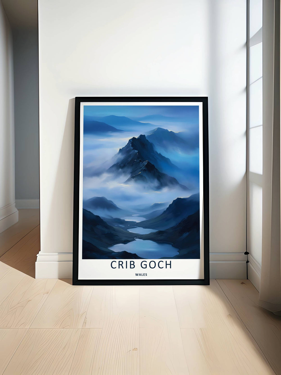 Crib Goch Snowdonia Atmospheric Misty Travel Poster | Moody Wales Wall Art