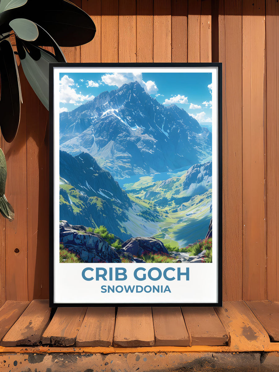 Birds eye view of Garnedd Ugain a gem in Snowdonias landscape in a custom print that highlights the vastness and beauty of the area