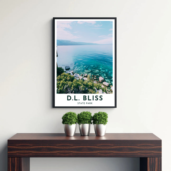 Inspired by peaceful West Coast natural scenery, this D.L. Bliss State Park Rubicon Point Lake Tahoe print showcases pristine waters. Explore versatile framed, unframed, and gallery canvas options available at MapYourDreams.