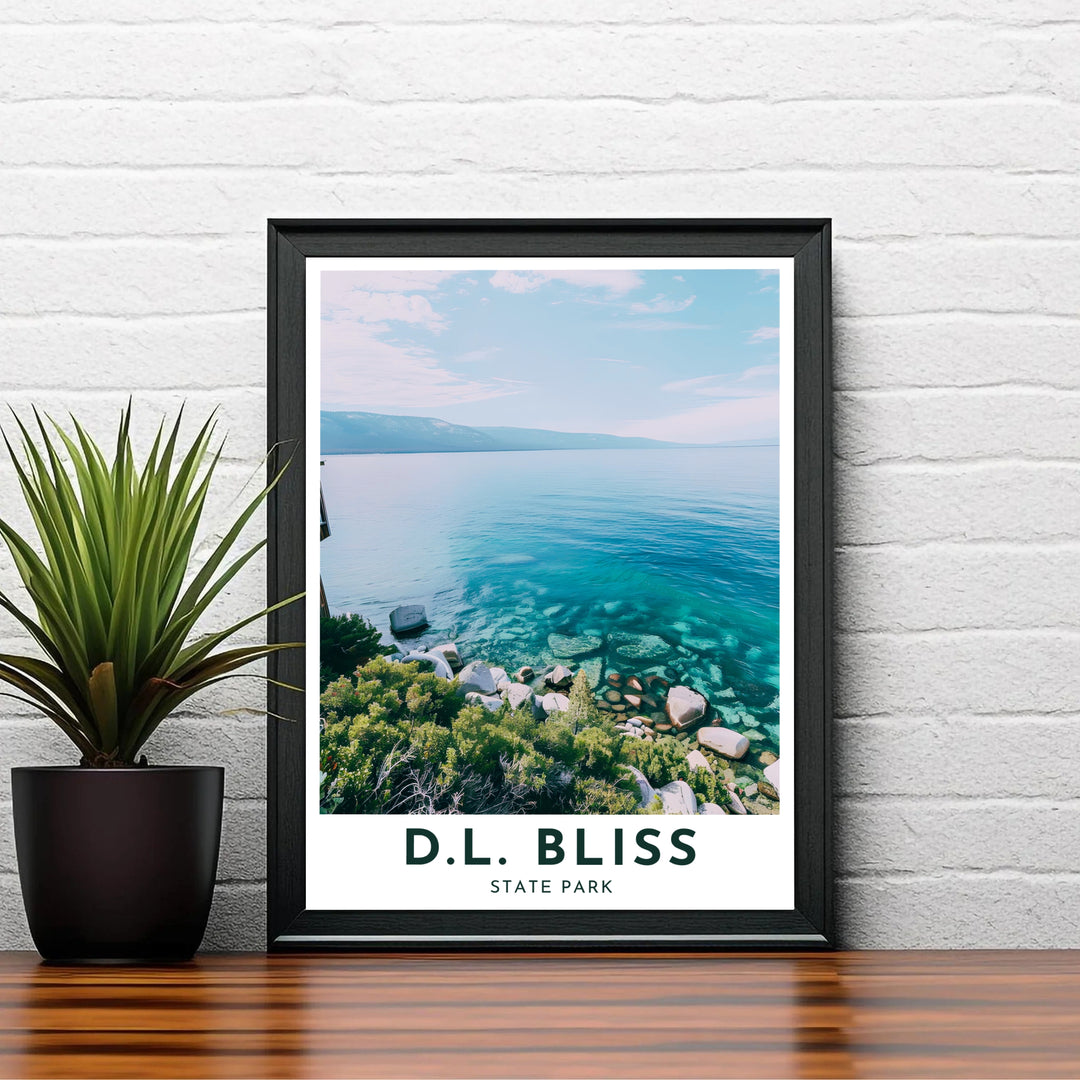 Sweeping coastal shrubs and calm lake waters on this D.L. Bliss State Park Rubicon Point piece create beautiful wall decor. Choose tailored framed, unframed, and canvas poster formats at MapYourDreams.