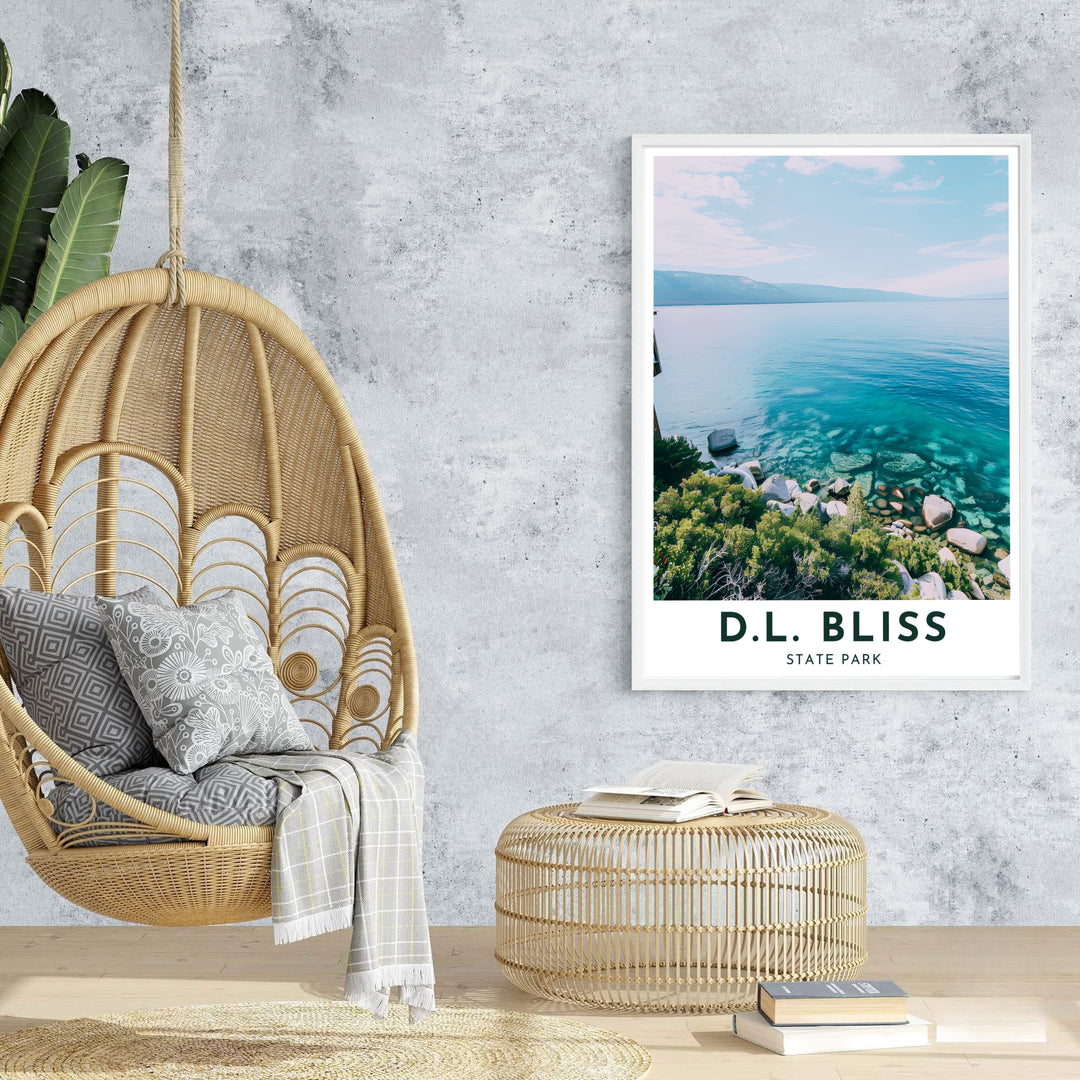 Soothing slate blue contrast and translucent water based on D.L. Bliss State Park Rubicon Point lend depth to this art print. Browse archival framed, unframed, and canvas options at MapYourDreams.
