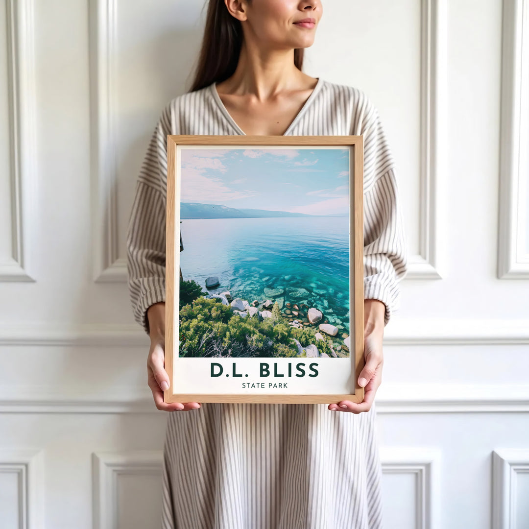 High-definition photography featuring D.L. Bliss State Park Rubicon Point Lake Tahoe shines in this wall print. Order custom framed, unframed, and canvas options at MapYourDreams for an elegant accent.