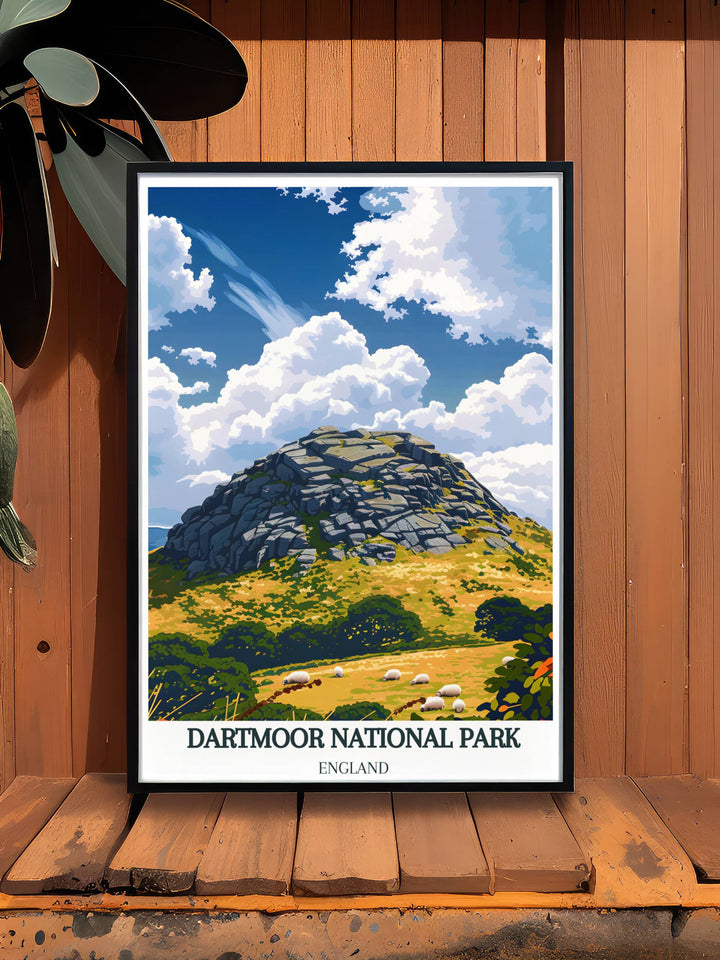 Artistic representation of Dartmoor's diverse terrain from our Dartmoor artwork collection, ideal for adding a natural and tranquil element to any interior design