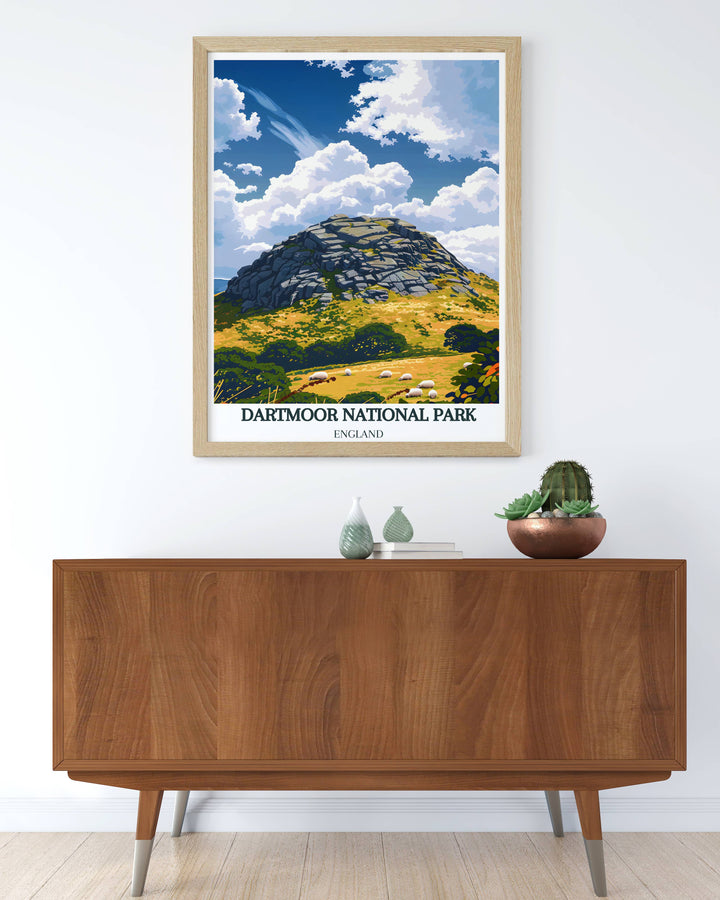 National Park art print from our exclusive MapYourDreams store collection, featuring breathtaking views of Dartmoor's landscape, suitable for adding elegance to any room