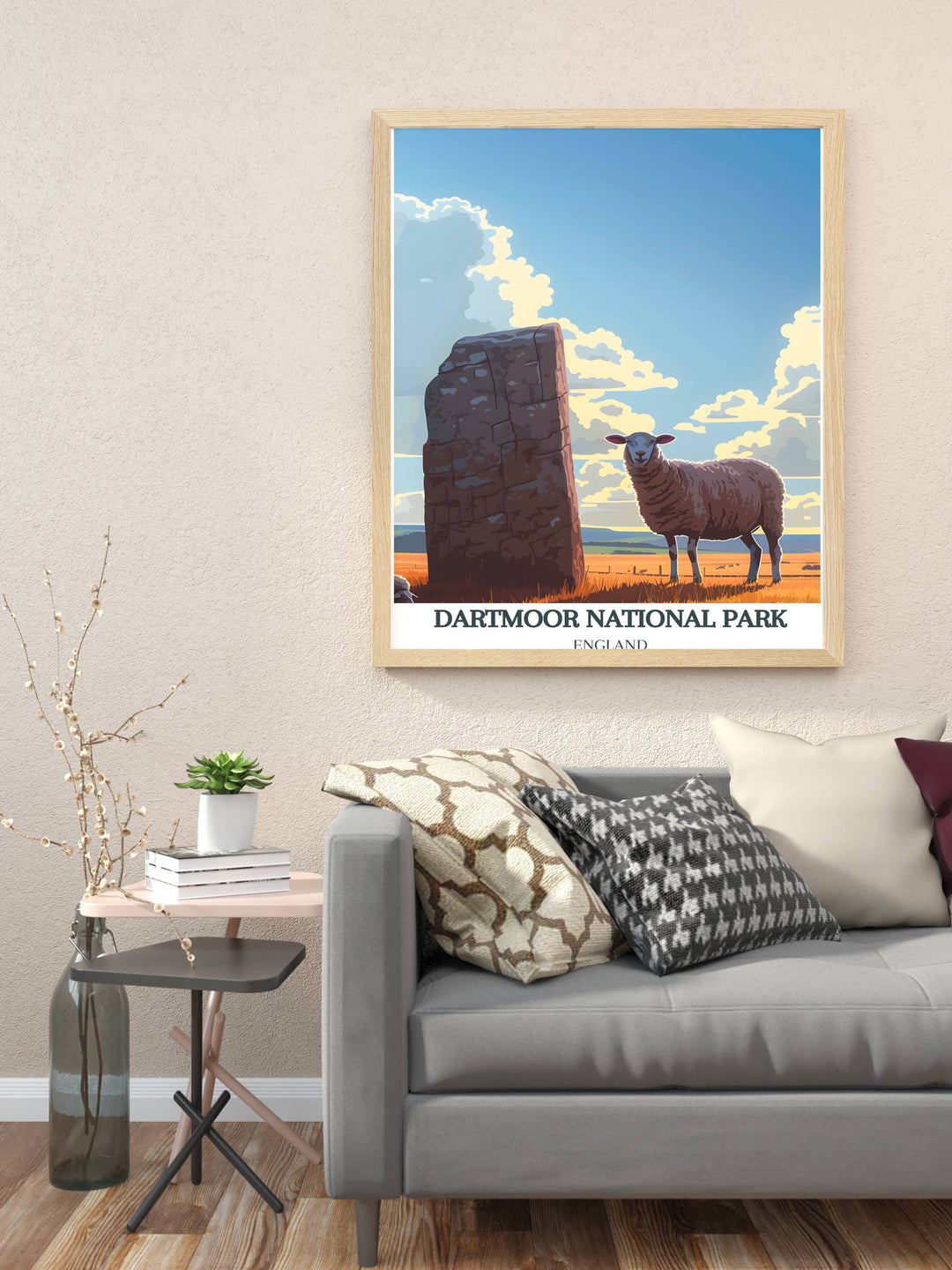 Haytor depicted in a grass covered landscape offering a serene and calm summer scene ideal for seasonal home décor