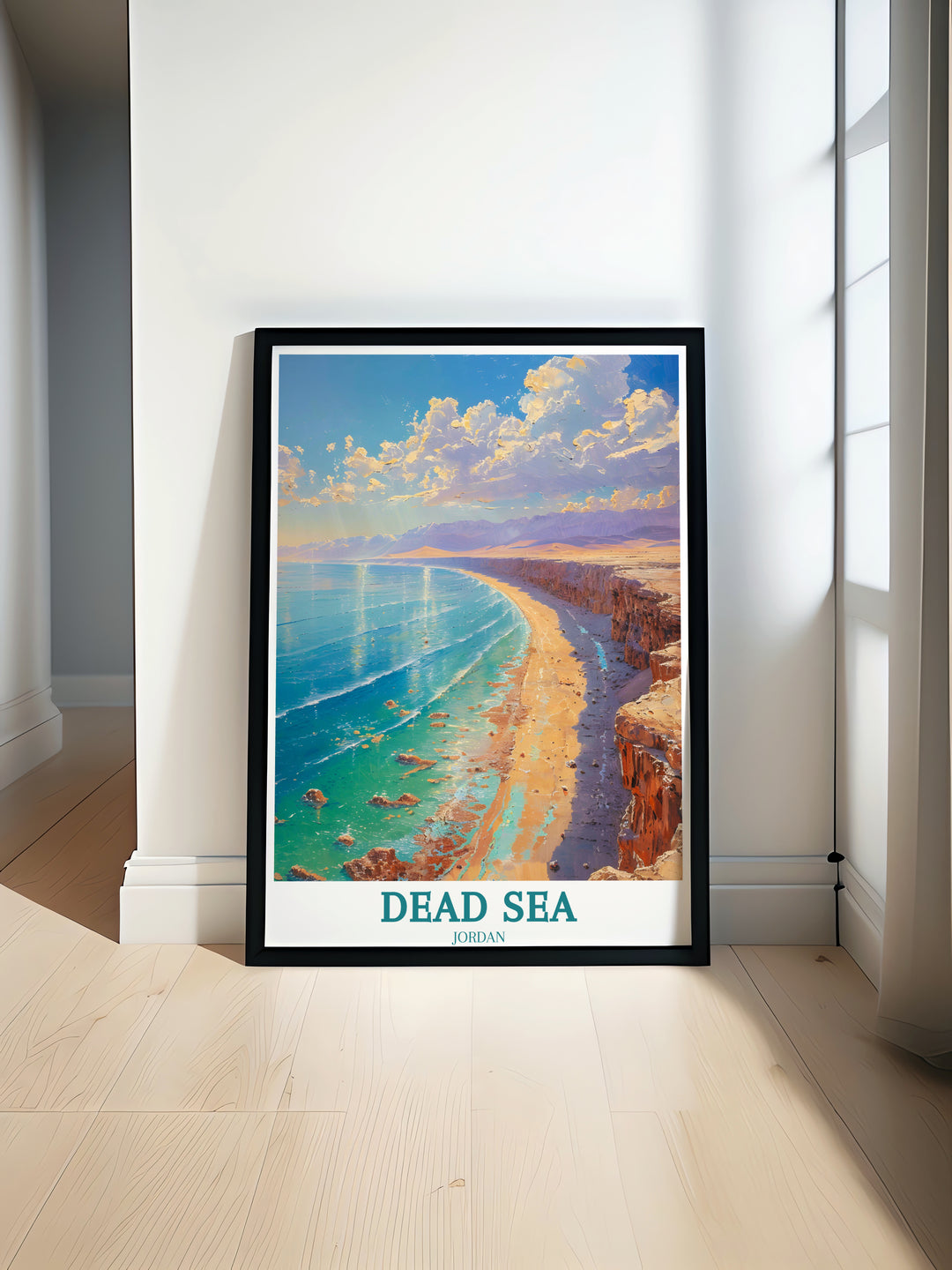 Featuring the iconic Dead Sea with its buoyant waters bordered by Israel and Jordan, this landscape print is a quintessential house warming gift for those fascinated by the wonders of the Middle East