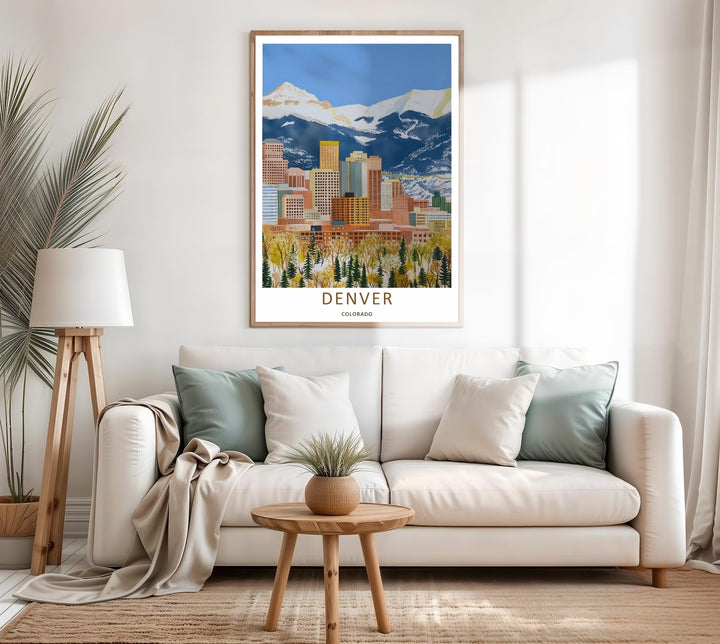 Colorado city architecture and a dense wilderness park creating a unique artistic gallery wall landscape scene. Upgrade your bedroom wall decor with this MapYourDreams design, available as a framed print or stretched canvas.