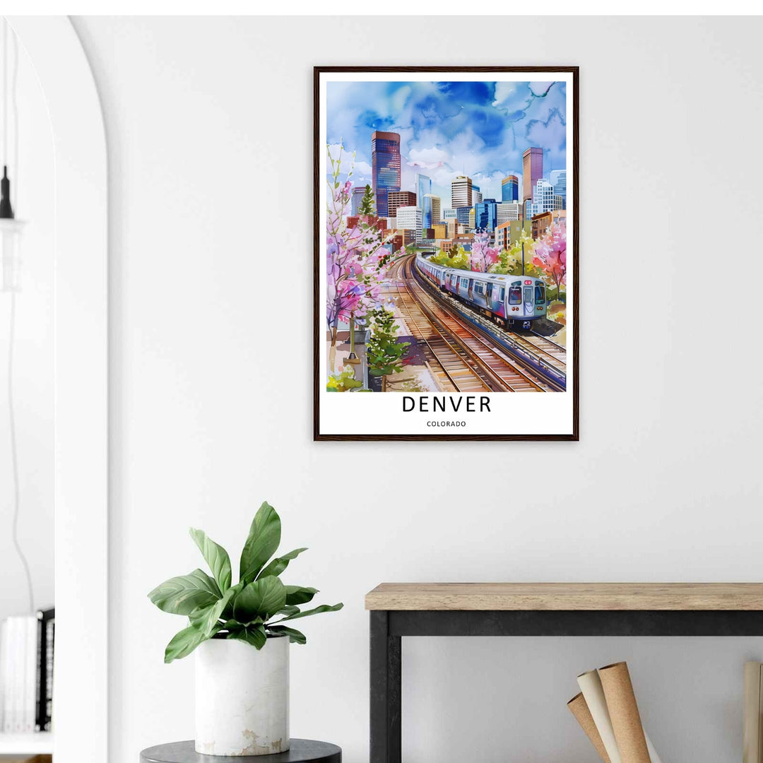 Textured look at a contemporary travel poster with wild green stems, pink petals, and classic city architectural lines. A striking landscape wall print available from MapYourDreams as an unframed poster, framed art, or canvas.