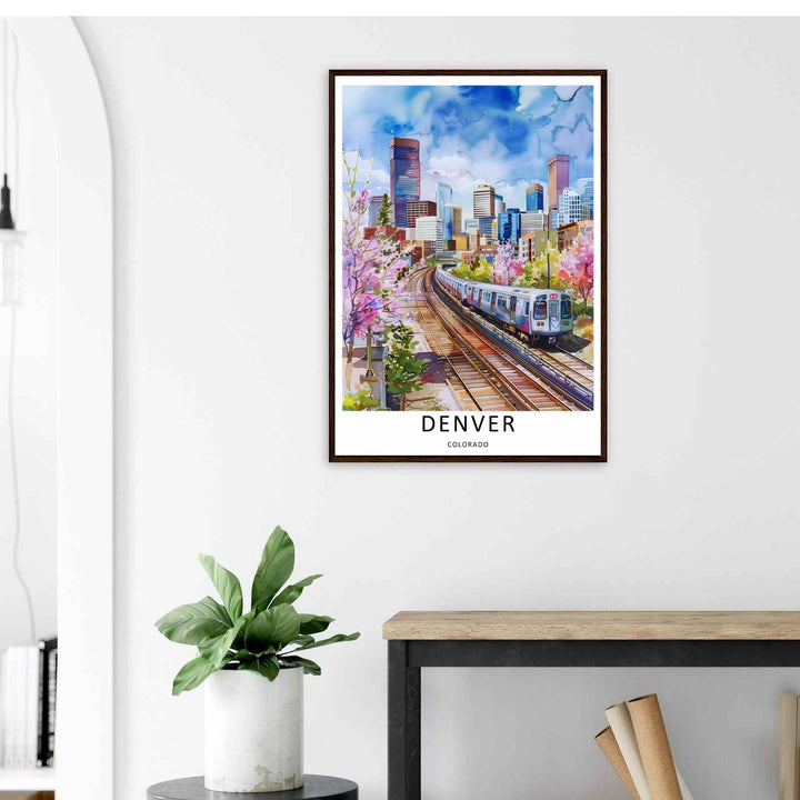 Textured look at a contemporary travel poster with wild green stems, pink petals, and classic city architectural lines. A striking landscape wall print available from MapYourDreams as an unframed poster, framed art, or canvas.