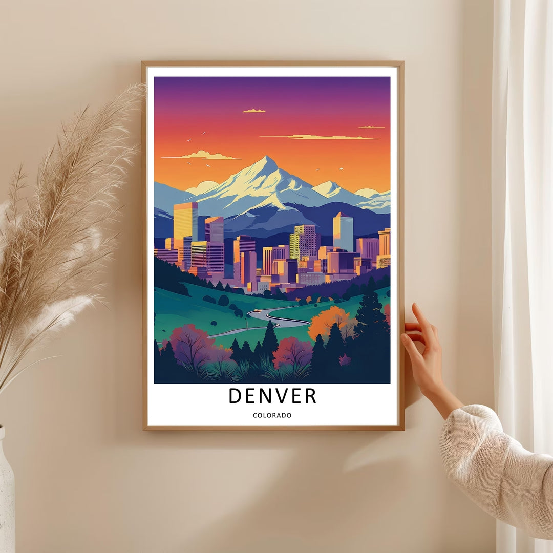 Southern winter valley scene depicting rolling green hills, dark pine trees, and warm red autumn bushes. This MapYourDreams decorative print can be purchased as a premium canvas wrap or framed poster.