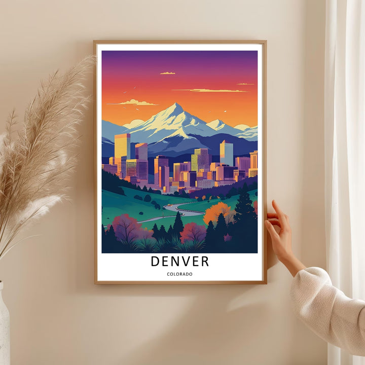 Southern winter valley scene depicting rolling green hills, dark pine trees, and warm red autumn bushes. This MapYourDreams decorative print can be purchased as a premium canvas wrap or framed poster.