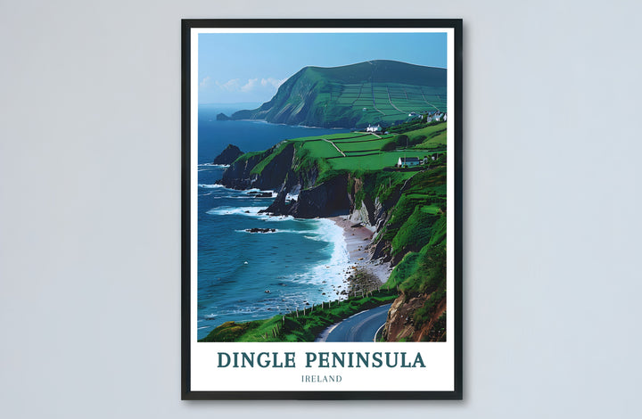 Rich natural textures, rolling pastures, and crashing ocean waves define this Ireland print design by MapYourDreams. Buyers can choose an unframed poster, a framed display, or a canvas print to bring the timeless coastal charm of County Kerry straight into their favorite living spaces and offices.
