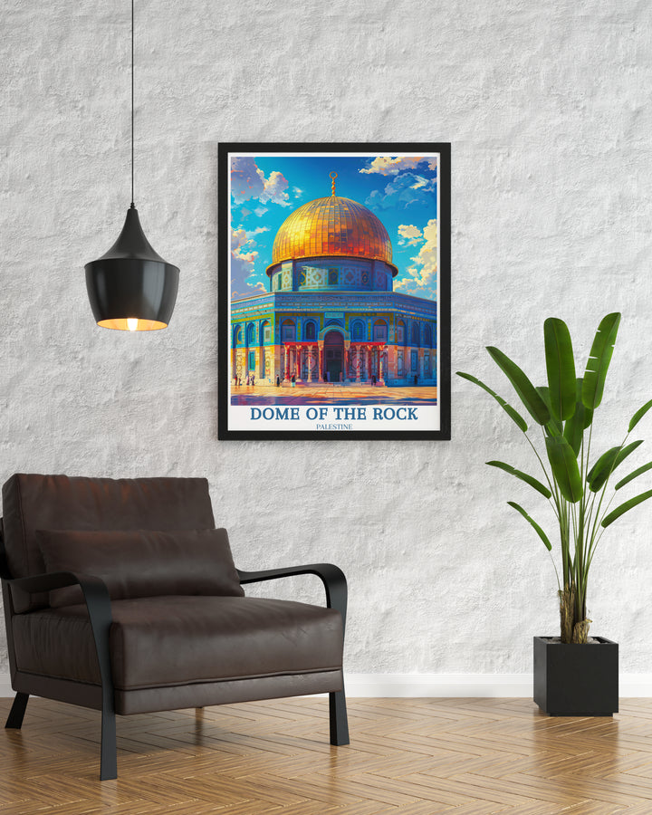Affiche vintage du Dôme du Rocher - Monuments emblématiques de la Palestine