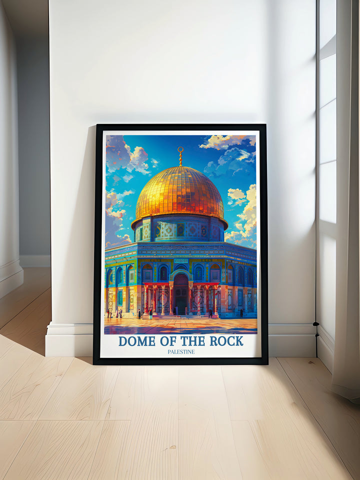 This Palestine travel print offers a timeless view of the Dome of the Rock, making it a perfect travel gift for those who appreciate the beauty of vintage posters and the history they represent