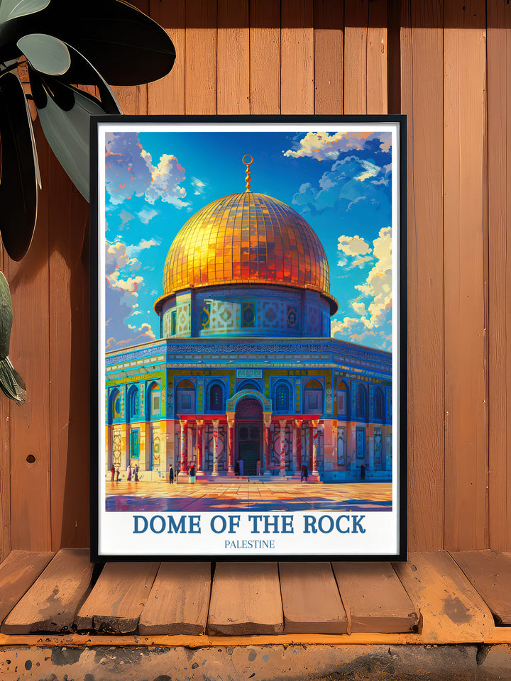 Affiche vintage du Dôme du Rocher - Monuments emblématiques de la Palestine