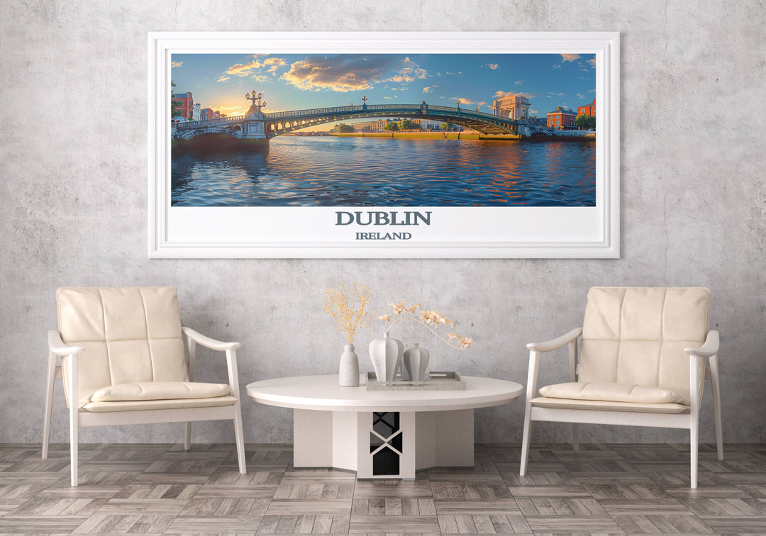 Dublin City Ha'penny Bridge Art Print - Idéal pour les amateurs de décoration et de voyage de Dublin