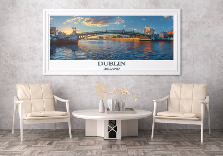 Dublin City Ha'penny Bridge Art Print - Idéal pour les amateurs de décoration et de voyage de Dublin
