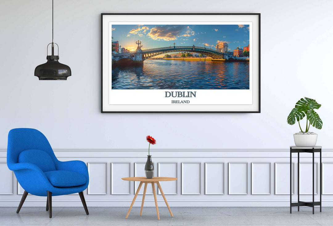 Dublin City Ha'penny Bridge Art Print - Ideal for Dublin Decor and Travel Enthusiasts