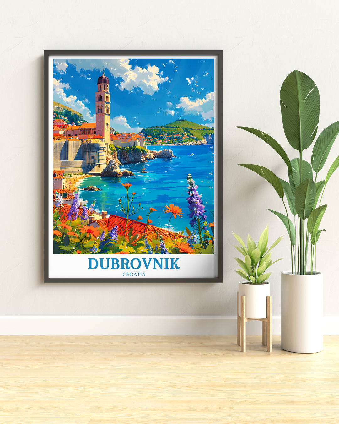 Dubrovnik Wall Art Delights - Murs de la vieille ville de Dubrovnik - Stradun - Affiche de voyage en Croatie 