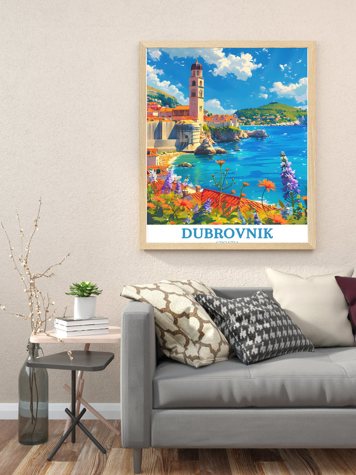 Dubrovnik Wall Art Delights - Murs de la vieille ville de Dubrovnik - Stradun - Affiche de voyage en Croatie 