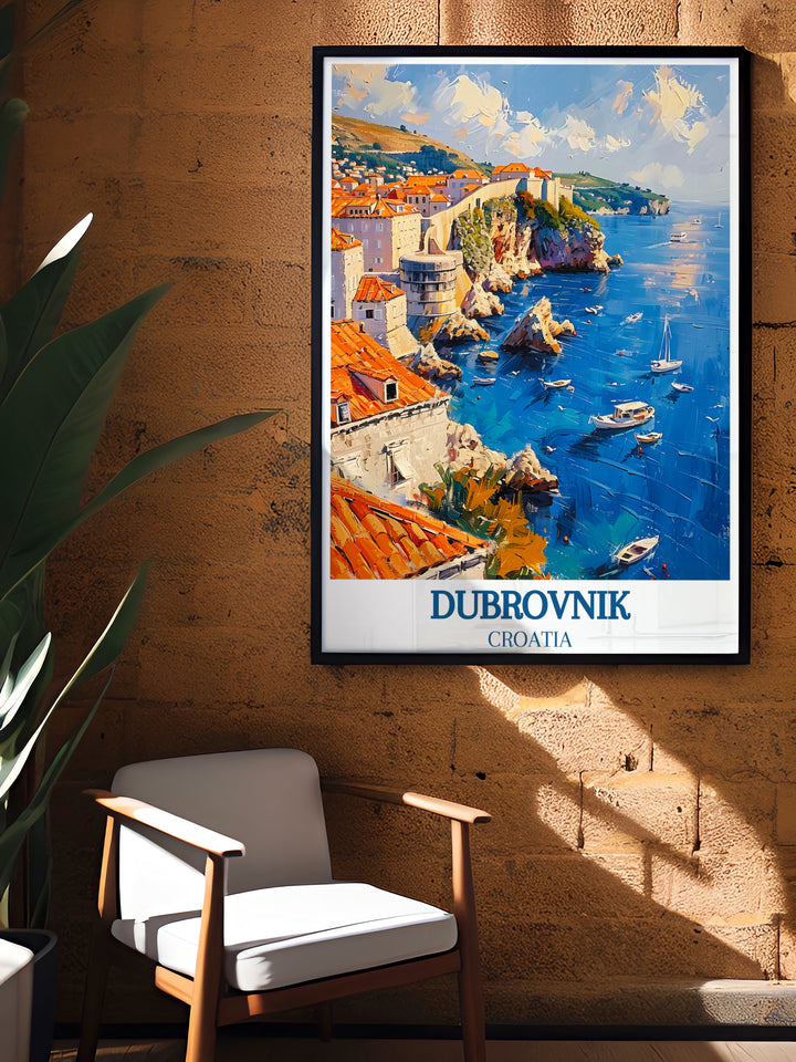 Die Altstadtmauern von Dubrovnik in atemberaubenden Reisepostern – Fesselnde Kroatien-Reiseposter für Ihre Wände