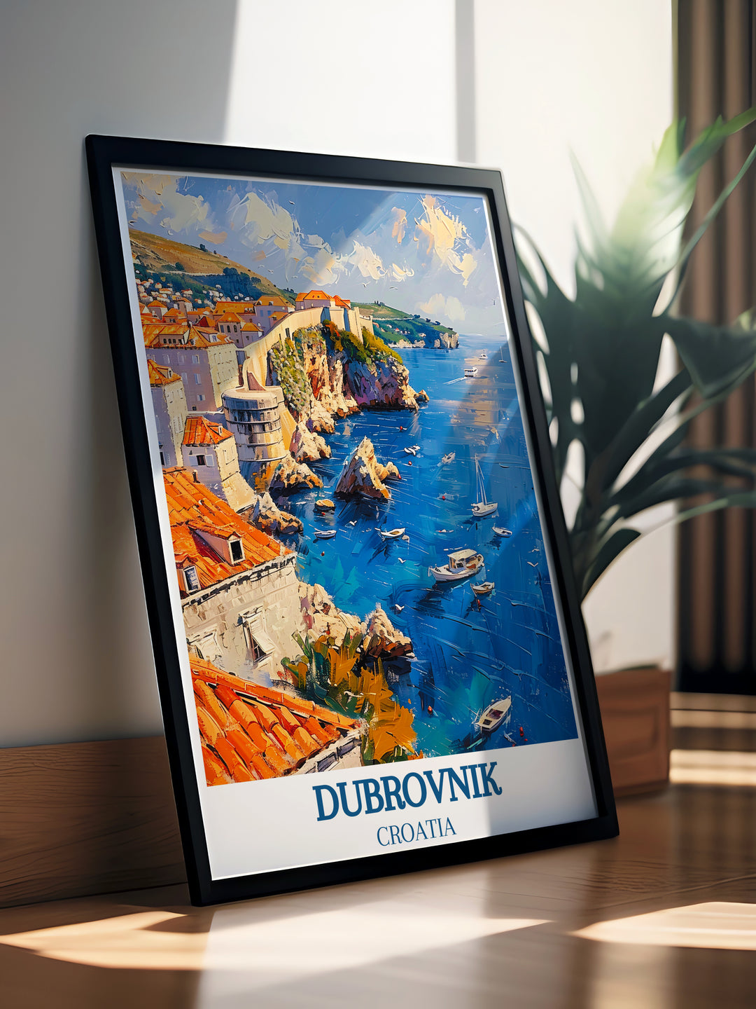 Murs de la vieille ville de Dubrovnik dans de superbes impressions de voyage – Affiches de voyage captivantes en Croatie pour vos murs