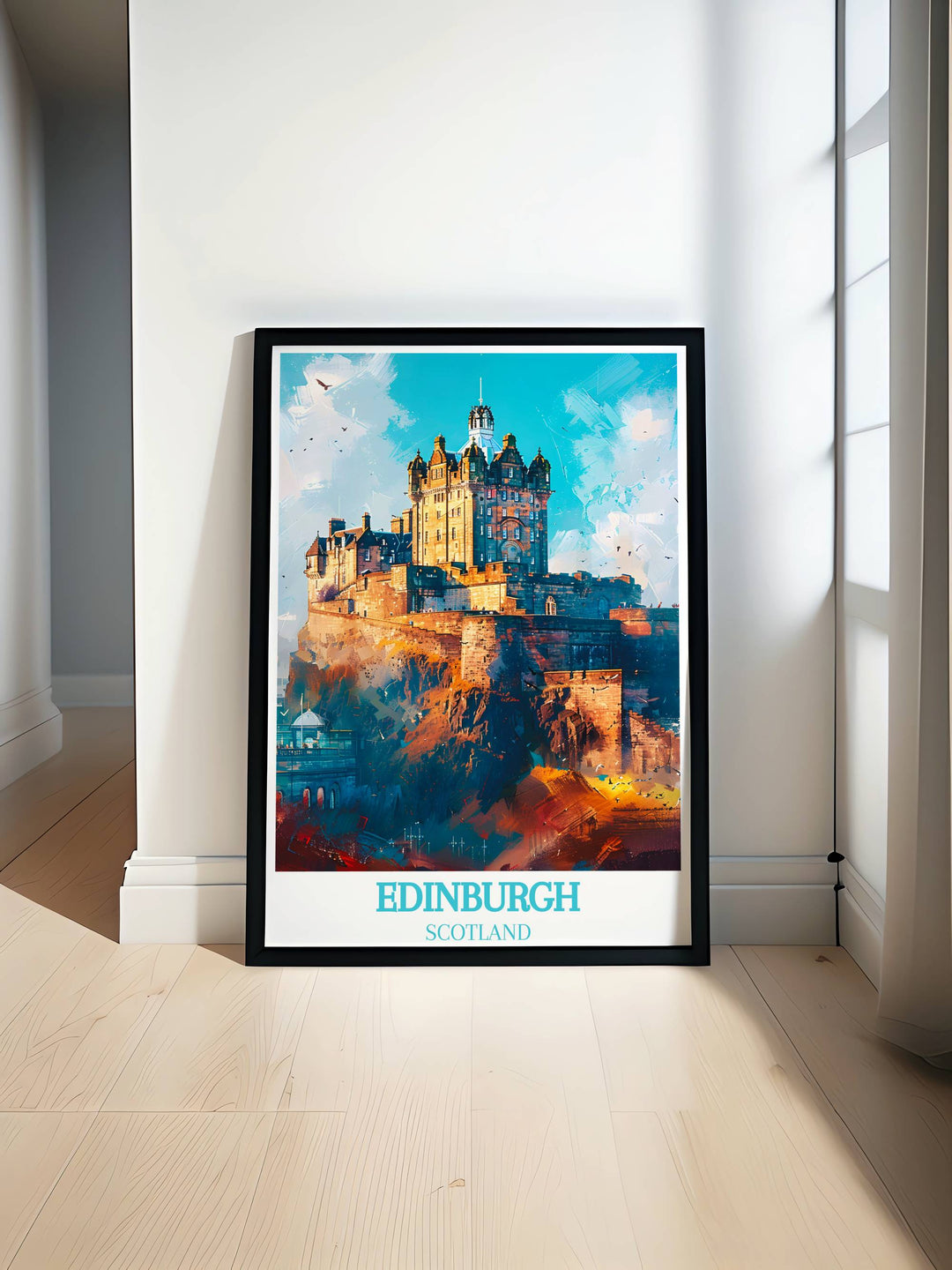 Edinburgh Castle art print captures the essence of Scottish heritage, perfect for adding a historic touch to your home, office, or as a unique housewarming gift.
