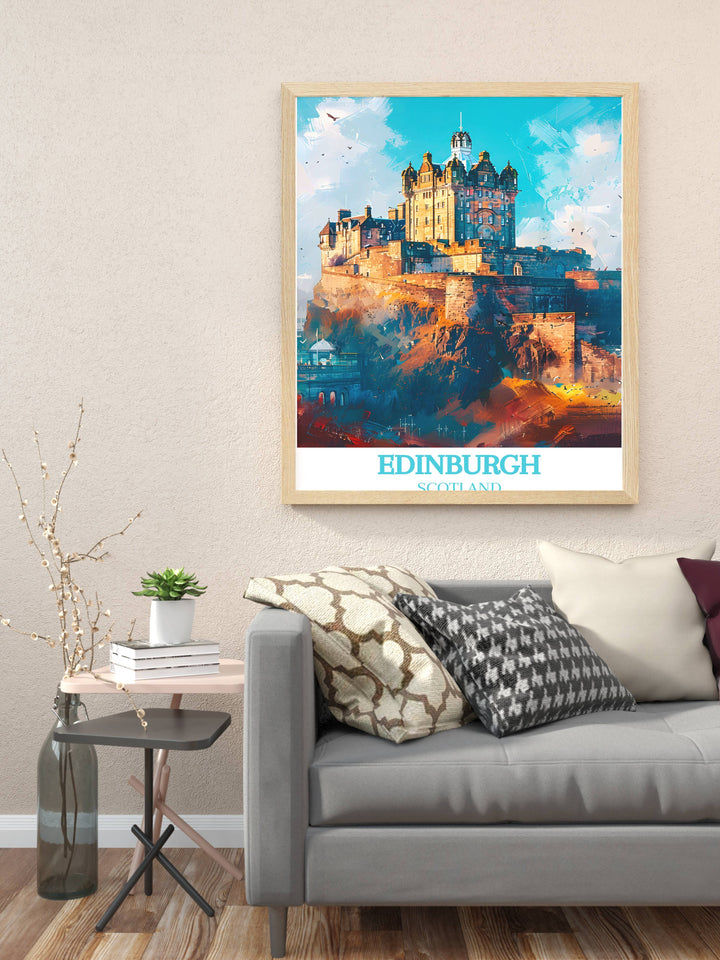 This enchanting view of Edinburgh Castle serves as a beautiful Scottish gift, elevating apartment, home, and office walls with its historic charm.