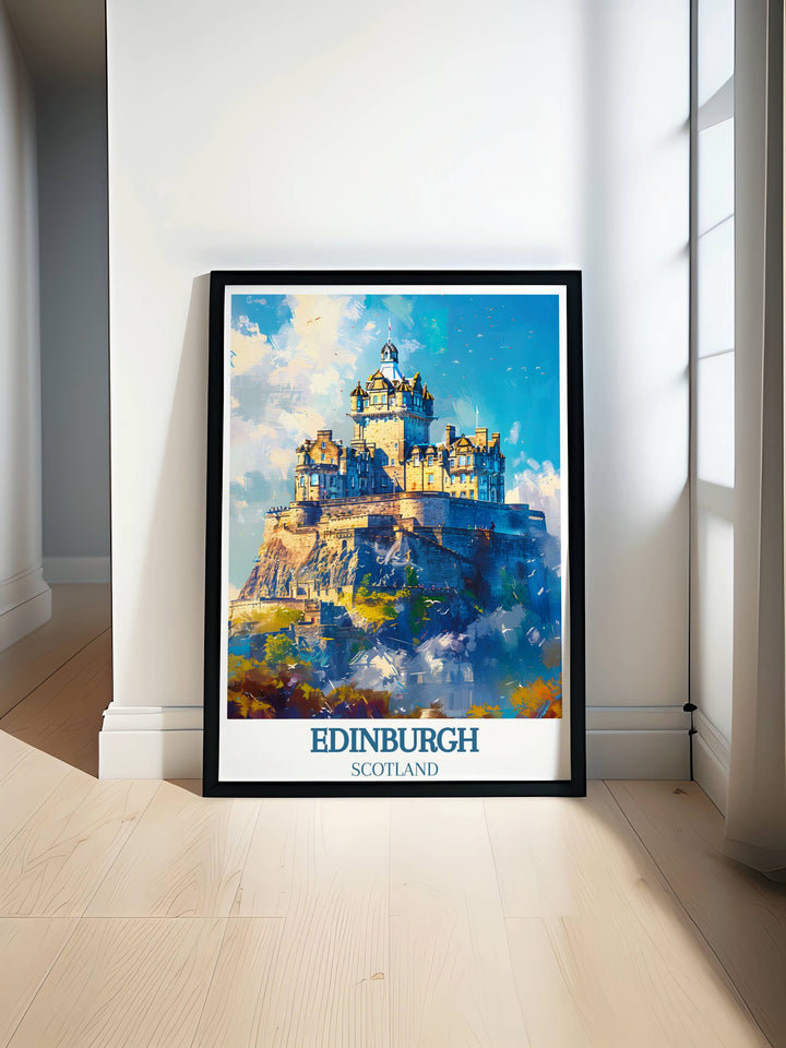 Edinburgh cityscape print captures majestic landmarks and winding streets, perfect for home decor enthusiasts longing to bring a touch of Scotland into their space.