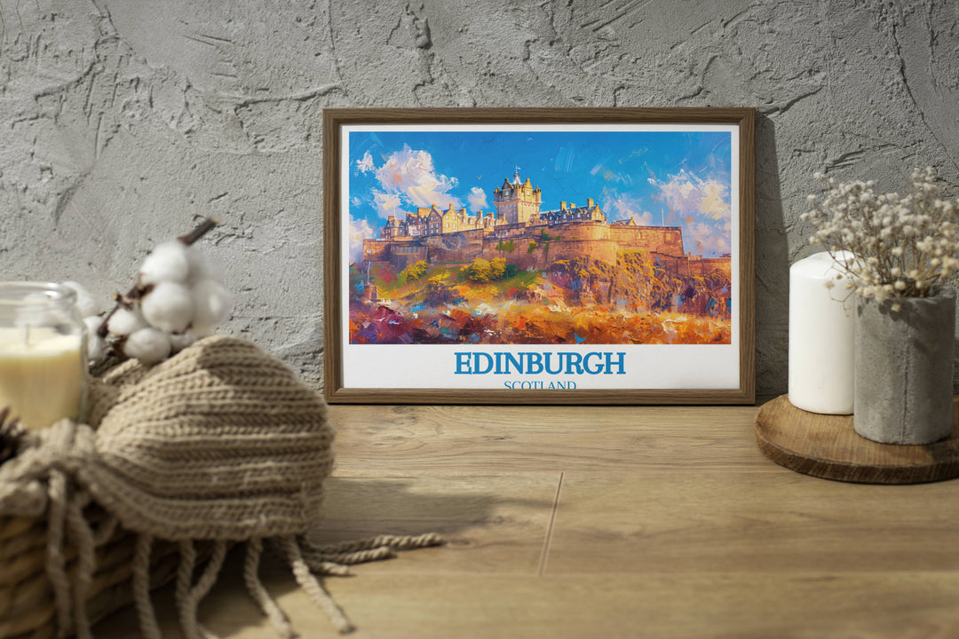 Transform your space into a travel wall with captivating Scotland travel posters, including stunning Edinburgh Castle art.