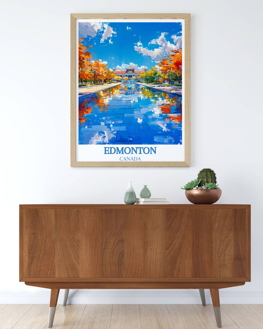 Stunning Canada City Photo Wall Art from MapYourDreams, capturing Edmonton’s snowy river valley, ideal for bringing natural beauty into your living space.