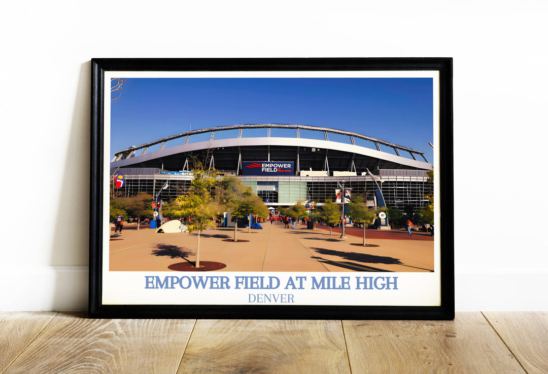 Mile High Stadium artwork, celebrating the Denver Broncos in style, perfect for gifting or adding to your own sports memorabilia collection.