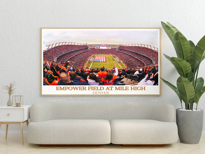 Bring the spirit of Mile High Stadium into your home with a Mile High Stadium Poster. Whether it's for a housewarming gift or office wall art, this minimalist sports poster captures the essence of game day excitement.