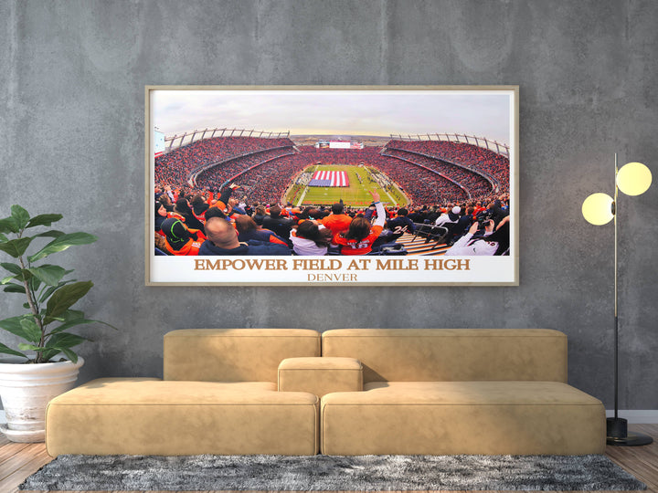 Bring the spirit of Mile High Stadium into your home with a Mile High Stadium Poster. Whether it's for a housewarming gift or office wall art, this minimalist sports poster captures the essence of game day excitement.