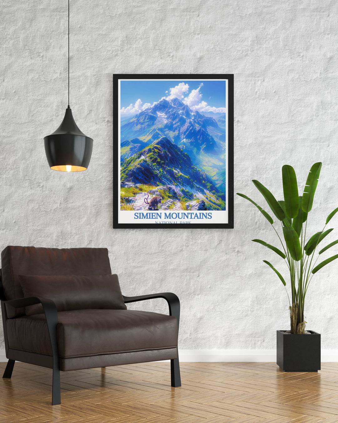 Exclusive wall art of the Semien Mountains blending artistic interpretation with the raw beauty of Ethiopias iconic highlands