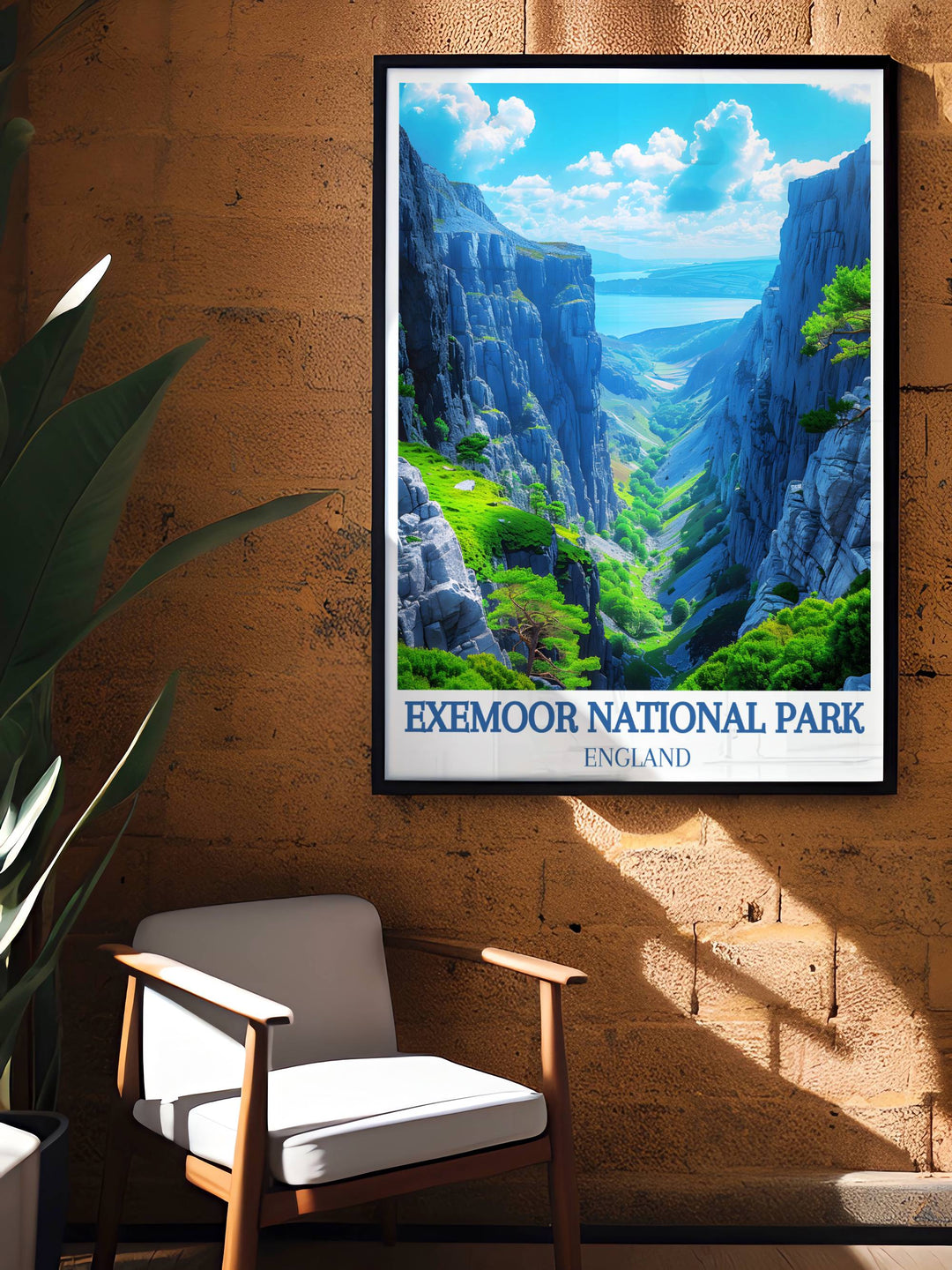 Valley of the Rocks in autumn, with the foliage adding a splash of color to the grey stones, beautifully captured in an Exmoor National Park poster..