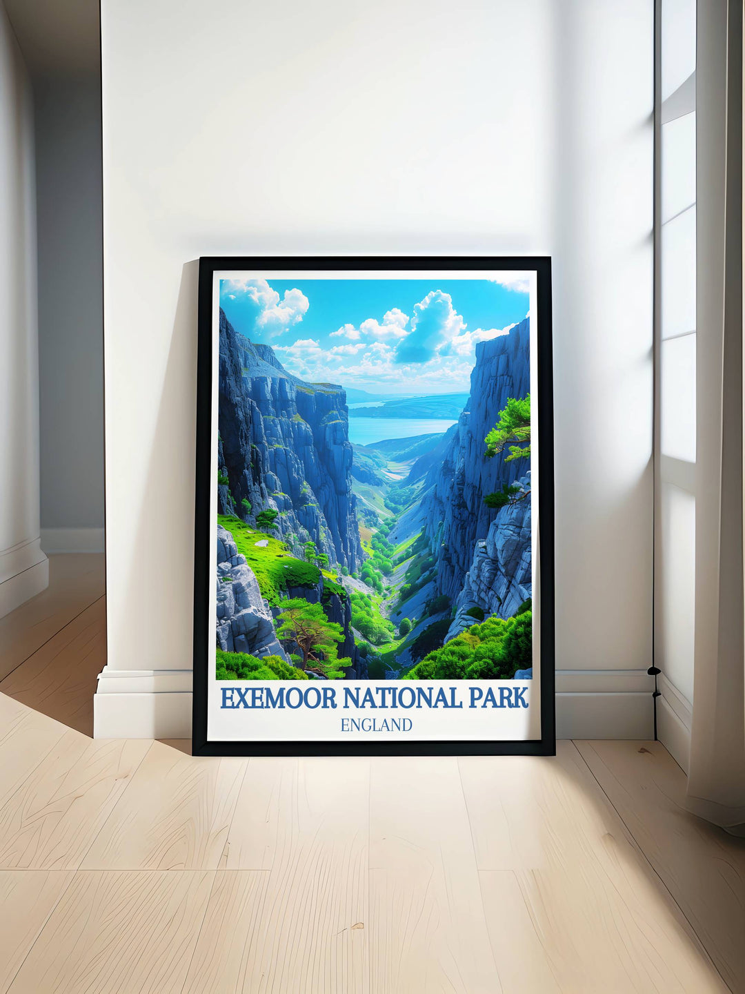  Valley of the Rocks depicted in fine detail, showing the rugged cliffs and natural stone formations in a stunning art print.
