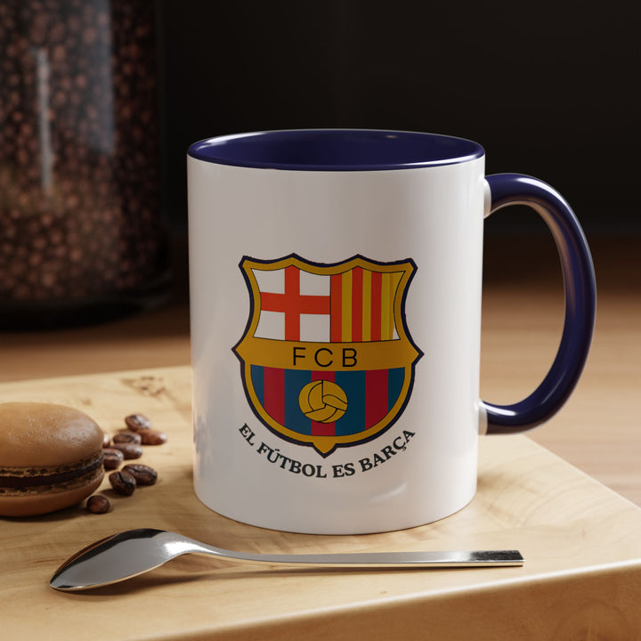 A sleek black FC Barcelona supporter mug displaying the official crest in full color. Stylish and bold, this mug suits fans who appreciate understated but powerful team representation. Perfect for coffee, tea, or hot drinks, and durable enough for everyday use at home or at the office.