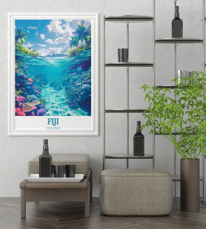 The Great Astrolabe Reef: Fiji Inspired Wall Hanging & Travel Print Artwork for Home Decor - A Perfect Gift for Art and Hawaii Lovers
