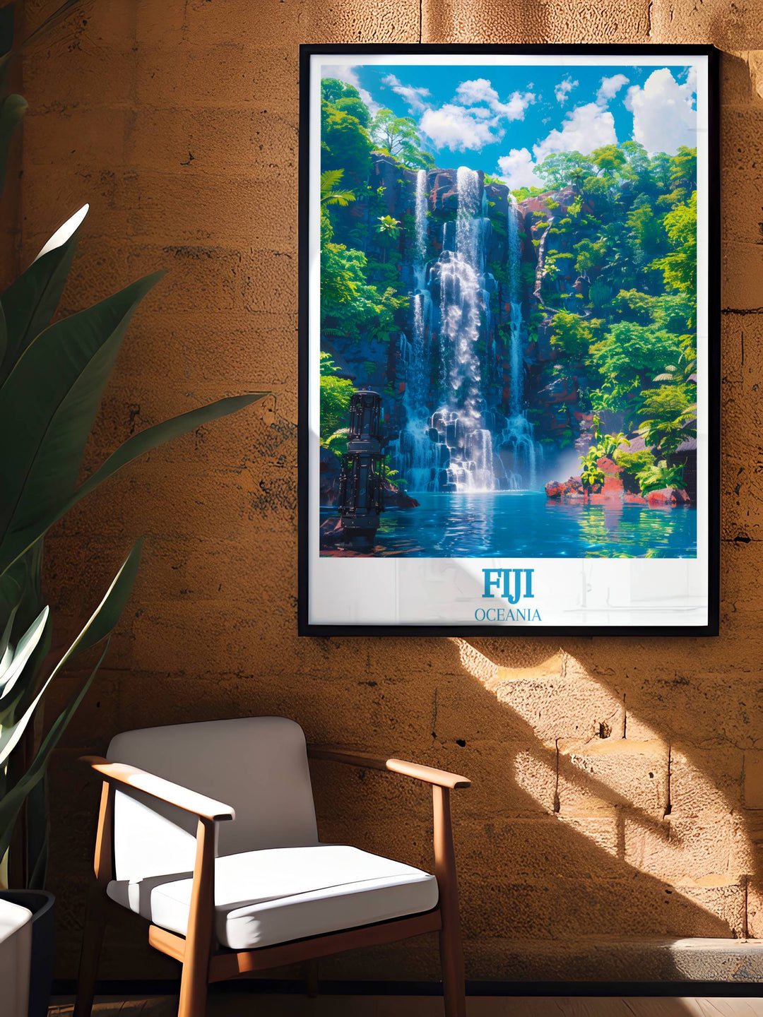 Unique Fiji Gift Artwork of Tavoro Falls a thoughtful present for art lovers and those mesmerized by the majestic landscapes of the South Pacific and Hawaii