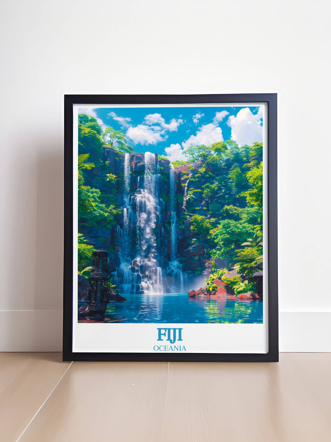 Elegant Fiji Wall Hanging featuring the peaceful Tavoro Falls offering a slice of the South Pacifics natural splendor to art lovers and Hawaii enthusiasts alike