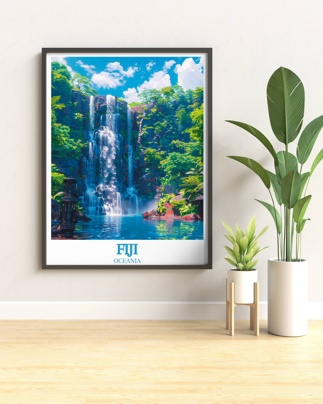 Bring the Tranquility of Tavoro Falls Into Your Home with Our Exclusive Fiji Wall Art and Minimal Travel Prints