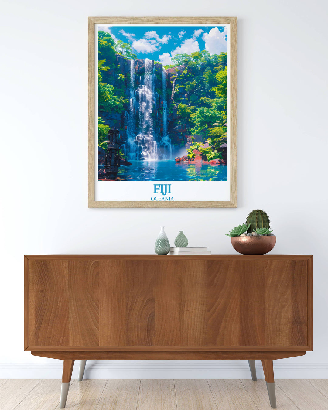 Unique Fiji Gift Artwork of Tavoro Falls a thoughtful present for art lovers and those mesmerized by the majestic landscapes of the South Pacific and Hawaii