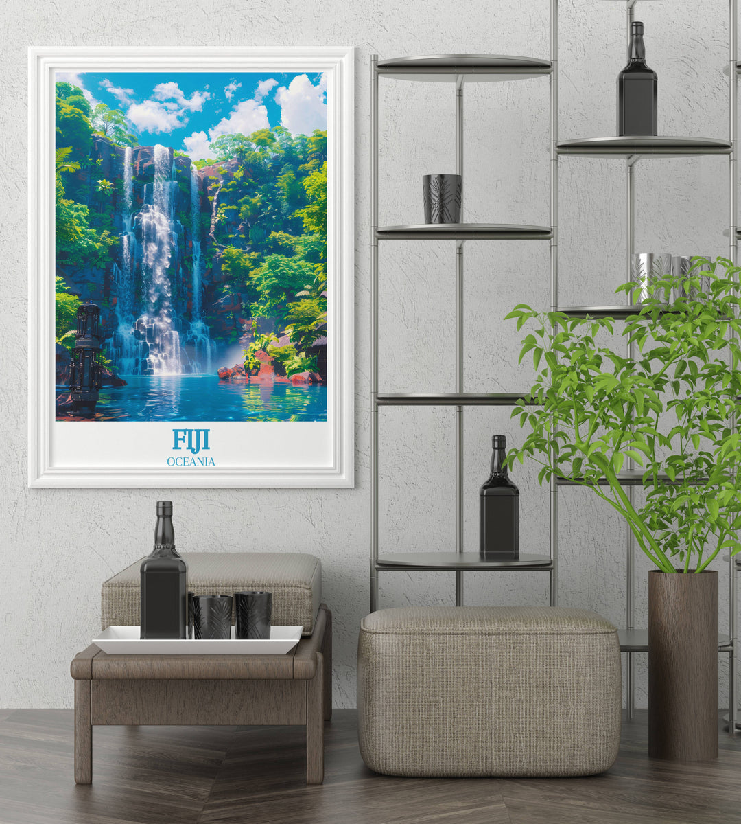 Bring the Tranquility of Tavoro Falls Into Your Home with Our Exclusive Fiji Wall Art and Minimal Travel Prints