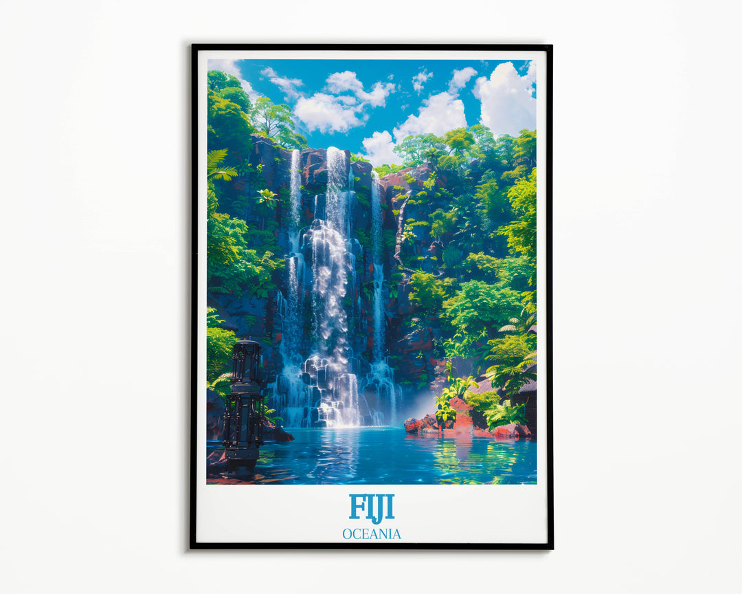 Bring the Tranquility of Tavoro Falls Into Your Home with Our Exclusive Fiji Wall Art and Minimal Travel Prints