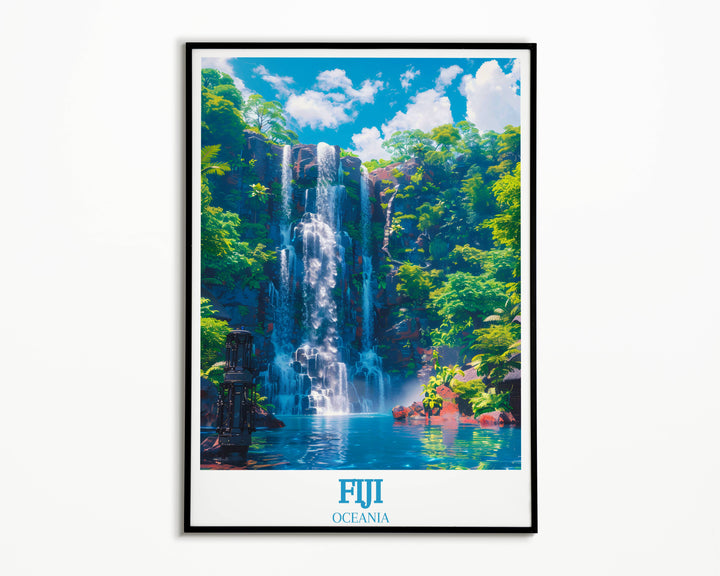 Bring the Tranquility of Tavoro Falls Into Your Home with Our Exclusive Fiji Wall Art and Minimal Travel Prints