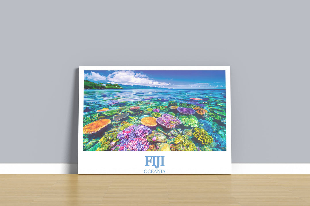 An elegant Fiji Art Print that artfully captures the tranquility and breathtaking scenery of Fiji making it a perfect addition to any collection of Fiji Décor and wall art