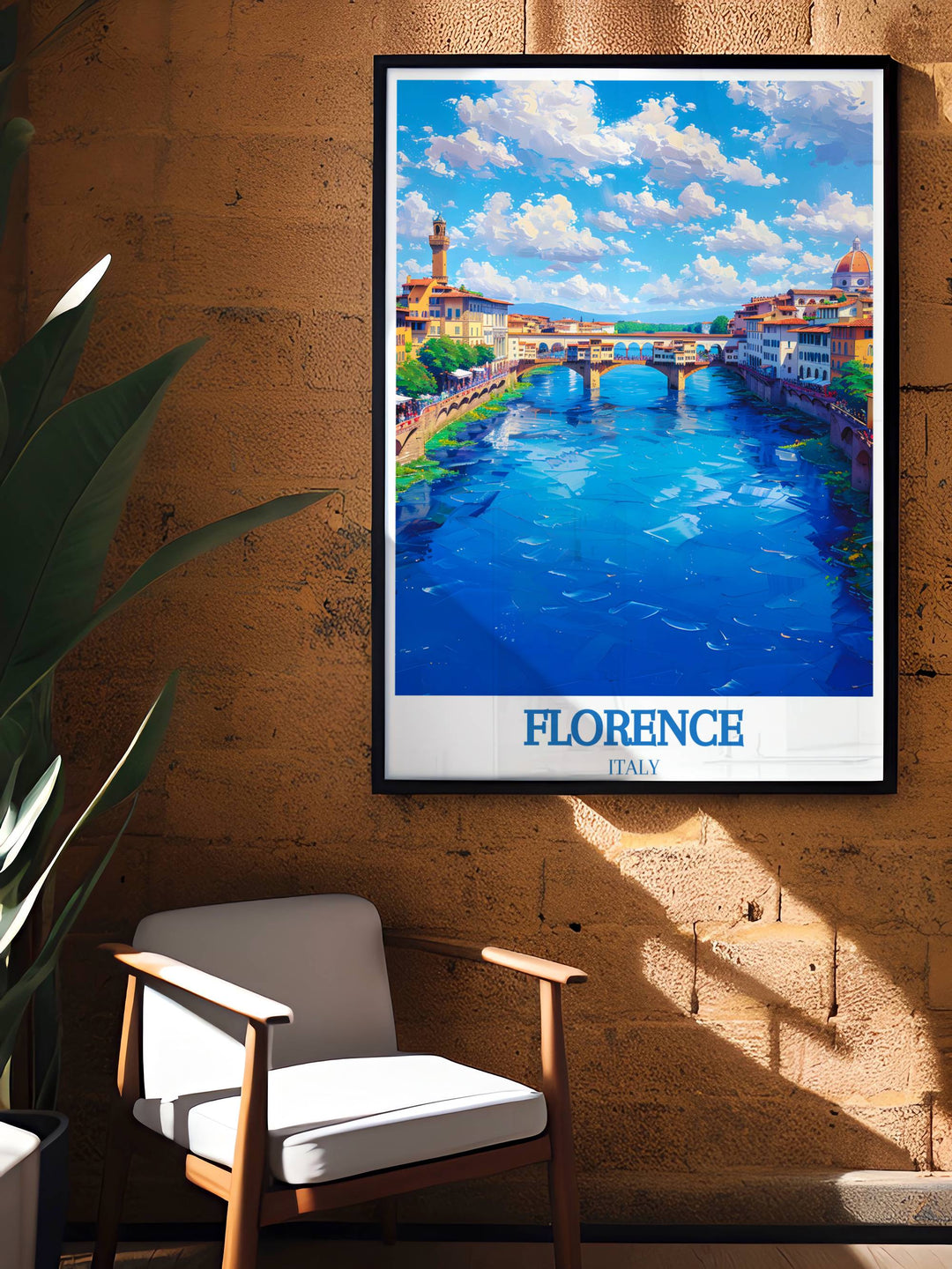 Breathtaking view of Florence captured in a Travel Print Wall Art piece highlighting the citys artistic and cultural heritage for a refined home decor choice